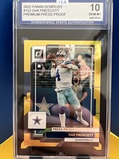 Dak Prescott 2022 Panini Donruss Press Proof Premium Gold #153 Cowboys ISA 10