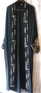 Open Front Abaya with Hijab, NEW, Black with embroidery, Saudi Arabia - Picture 1 of 7