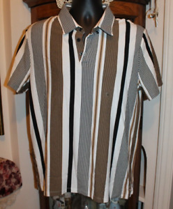 Express Medium Men’s Polo Shirt Brown With Black Stripes - New Without Tags!!!