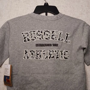 Russell Athletic Girls T shirt Heather Grey Fan Club Tee Size M Short Sleeve New - Picture 1 of 7