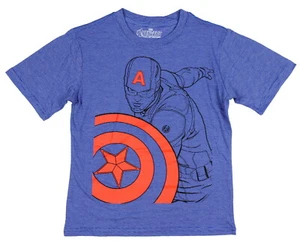 Marvel Avengers ☆ Boys' Captain America T-Shirt ☆ Logo Shield ☆ Sizes 4-18  - Picture 1 of 1