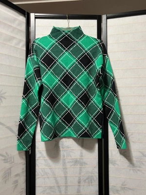 Camisa Top Tahari Para Mujer Verde Negra A Cuadros Manga Larga Botón Pequeña Nueva Sin Etiquetas Foto 1 de 4