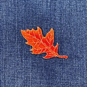 Oak Leaf Applique Patch - Embroidered Orange Autumn Fall Badge 2-7/8" (Iron On) - Picture 1 of 2