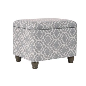 Home Decor | Upholstered MediumRectangular Storage Ottoman | Hinged Lid Ottom... - Picture 1 of 10