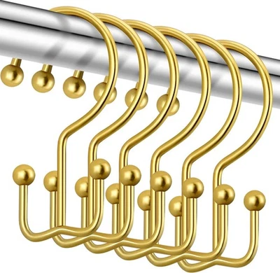 Ganchos Negros para Cortina de Ducha, Anillas Dobles de Acero Inoxidable Foto 1 de 4