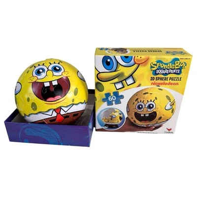 Bob Esponja Pantalones Cuadrados Nickelodeon 3D Rompecabezas Redondo Esfera 60 piezas 6 pulgadas de diámetro Foto 1 de 3