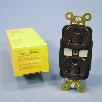 Hubbell Bryant HBL5262 Brown 15A Industrial Receptacle Duplex Outlet 5-15R 125V - Image 1 of 4