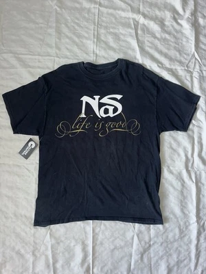 NAS Life Is Good Álbum Vintage XL Negro Álbum Promoción Camiseta Rap Camiseta Hip Hop Foto 1 de 4