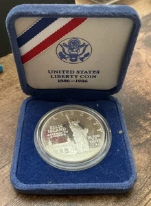 1986 S UNITED STATES Ellis Island Statue Liberty Proof Silver Dollar Coin & Case - Picture 1 of 4