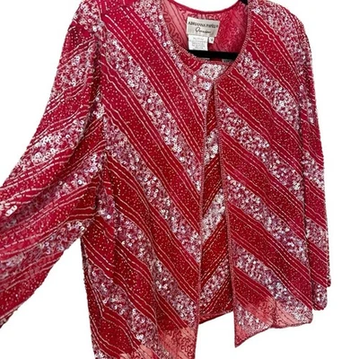 Adrianna Papell винтажный случаев красный бисером блестки официальный куртка верхний комплект женщин - Изображение 1 из 4