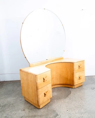 Mid Century Modern Vanity Dressing Table Heywood Wakefield Rio Round Mirror Mcm - Image 1 of 4