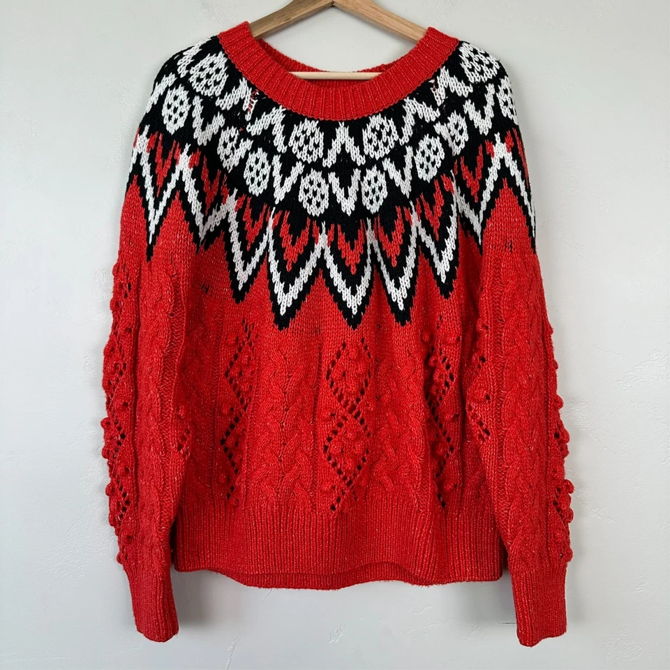 Suéter Mujeres L Fair Isle Nordic Bauble Tejido con Cable Folk Boho Vacaciones Acogedor Grueso Foto 1 de 4