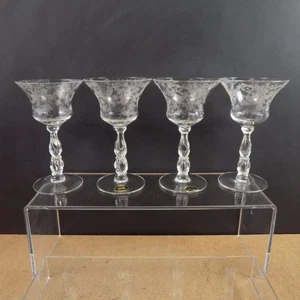4 Cambridge Glass Chantilly 3625 Etched Liquor Cocktail Glasses 5.6" Tall VGC - Picture 1 of 4