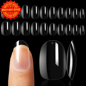 Short Oval False Nails, 500Pcs Durable Clear Full Cover Stick on Nails, Strong H - Picture 1 of 12