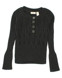 DKNY Womens Boat Neck Jumper Sweater UK 12 Medium Black Cotton BA02 - Picture 1 of 3