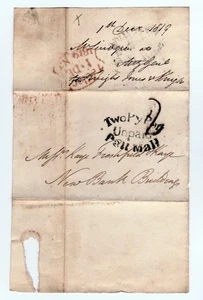Postgeschichte. Vorstempel. London Lokalposts.  2 Stück Post, unbezahlt, Pall Mall 1819 - Bild 1 von 1