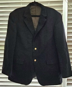 OSCAR DE LA RENTA Mens 42R 100% Wool Navy Blazer Coat Jacket Bronze Buttons VTG - Picture 1 of 11