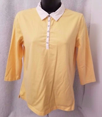 Marsh Landing Womens Shirt Top Blouse Size PM Medium Petite White Yellow - Image 1 of 3
