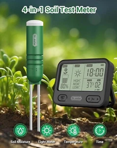 4-in-1 Wireless Soil Moisture Meter/Thermometer/Sunlight/Time,PH Paper, Water... - Picture 1 of 7