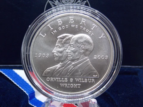 2003 "P" Commemorative FIRST FLIGHT Silver Dollar Uncirculated BU $1 Box & COA Cover