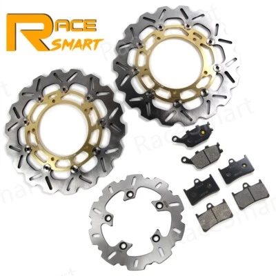 Front Rear Brake Rotors Discs + Pads For Yamaha YZF R6 2008-2016 2012 2013 2014 - Image 1 of 4