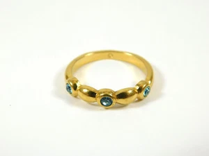 Anillo Tono Dorado con Gemas Azules Talla 6.75 - Imagen 1 de 3