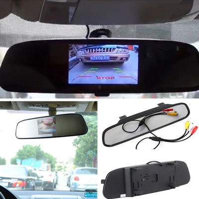 Car SUV Parking Reverse Rearview Mirror 4.3" Color LCD Display Screen Monitor - Image 1 of 4