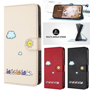 Cover Case Cover for Google 7 8 Pro 6A Cloud Cat Paint PU Leather Wallet Case - Picture 1 of 14