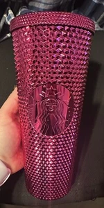 Starbucks 2022 Christmas Pink Bling Studded Tumbler 24 oz Cold Cup No Straw - Bild 1 von 4