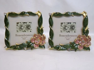 2 emaillierte Blumen Blume 3D Bilderrahmen Erinnerungen 3x3 - Bild 1 von 9
