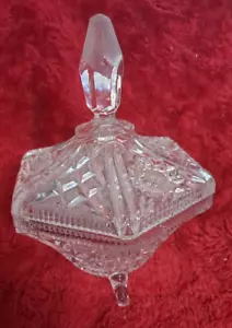 Piatto caramelle vintage grande in cristallo taglio con coperchio stupendo/piede - Foto 1 di 9