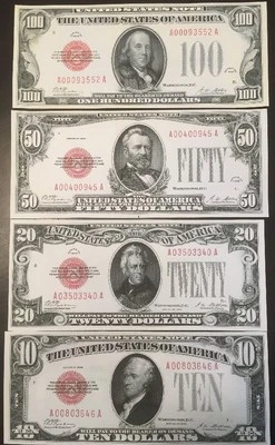 Fantasy Reproduction Set 1928 US Notes $10 $20 $50 $100 Bills Read Description!! - Image 1 of 4