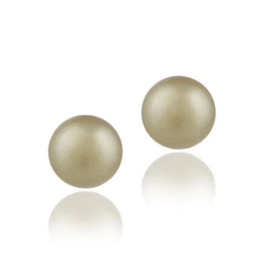 925 Silver Freshwater Cultured 6-6.5mm Golden Green Pearl Stud Earrings - Picture 1 of 3