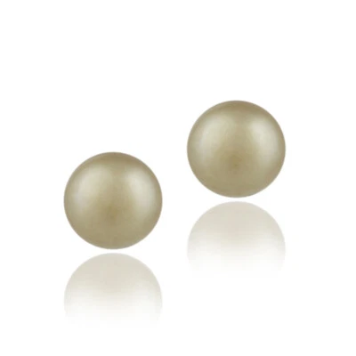 925 Silver Freshwater Cultured 6-6.5mm Golden Green Pearl Stud Earrings - Image 1 of 3