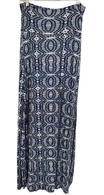 Maxi Falda Tejida Larga Loveappella Azul y Blanco Patrón Geométrico Mujer Talla Mediana Foto 1 de 4