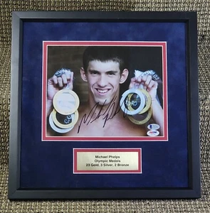 Michael Phelps Olympic Signed 8x10 Professionally Framed w/PSA DNA & BAS - Picture 1 of 6