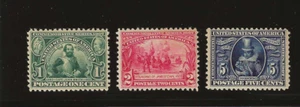 US Scott #328-#330 come nuovo mai incernierato 1907 Jamestown Expo set completo og f/vf - Foto 1 di 2