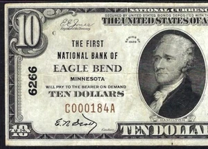 🇺🇸 MN 1929 $10 ♚♚EAGLE BEND, MINNESOTA♚♚ PMG VF 30 HARD TO FIND!!! - Picture 1 of 3