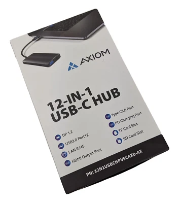 Axiom 12-in-1 Hub 12N1USBCHPV5CAXD-AX USB-C Multiport Portable Adapter HDMI NEW - Image 1 of 4