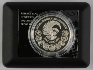 New Zealand - 1992 - Silver $5 Proof Coin - 25 Years (Of Decimal Coinage) - Bild 1 von 5