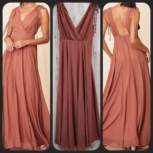 LULUS Dance The Night Away Rusty Rose Backless Maxi Dress Size SMALL**NWOT** - Picture 1 of 14