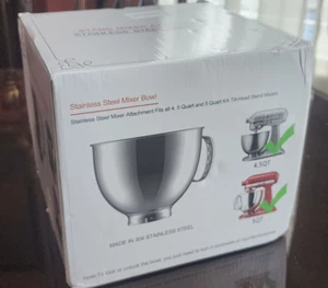 NUOVA CIOTOLA MISCELATORE ACCIAIO INOX PER KITCHENAID 4,5-5 QUART TESTA SUPPORTO MIXER D1,4 - Foto 1 di 7