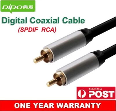 Premium Coaxial Coax Digital RCA Cable Gold Plated Audio S/PDIF Video 0.5m ~ 5m - Image 1 of 4