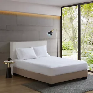 Sleep Philosophy Cotton?Percale Mattress Pad w/ Spandex Snug-on Slip Fit Skirt - Picture 1 of 13