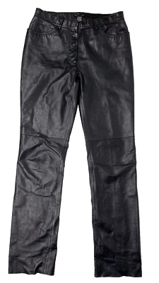 VTG 90s Y2K Kenneth Cole Black Leather Straight Fit Jeans Women’s Size 8 (J2) - Image 1 of 4