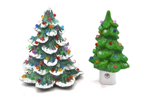 Lotto lampadine arcobaleno colore neve verde albero di natale ceramica vintage spina luce - Foto 1 di 5