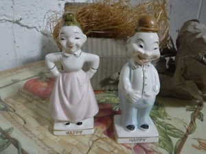 Vintage Salt & Pepper Shakers~ Anthropomorphic mad & happy original box and pack - Picture 1 of 3