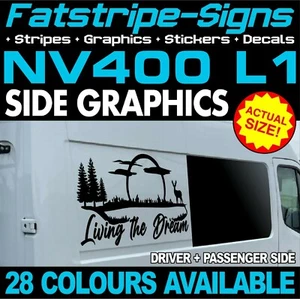 passend für Nissan NV400 L1 SWB LIVING THE DREAM GRAFIK AUFKLEBER DECALS CAMPER VAN - Bild 1 von 2
