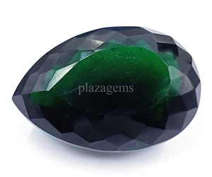 Green Moldavite 202 Ct Certified Lab- Created Pear Shape Loose Gemstone 5ARR - Picture 1 of 9