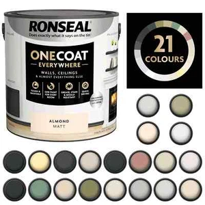 Ronseal OneCoat 2,5 L Blanco Negro Colores Paredes Techos Interior Pintura Mate - Imagen 1 de 22